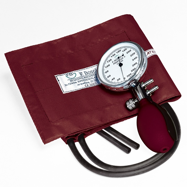 Prakticus II Blutdruckmessgerät Ø 68 mm 2-Schlauch, burgund, kpl. Im Etui