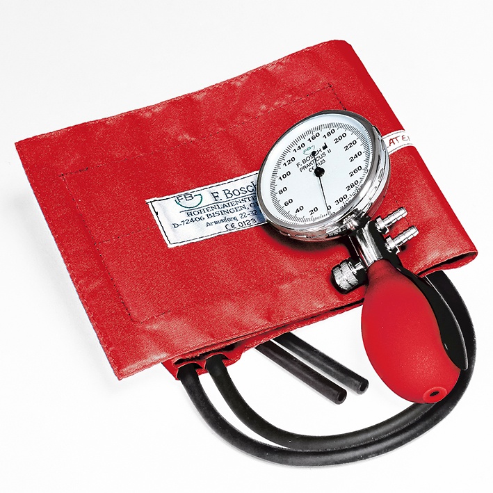 Prakticus II Blutdruckmessgerät Ø 68 mm 2-Schlauch, rot, kpl. Im Etui