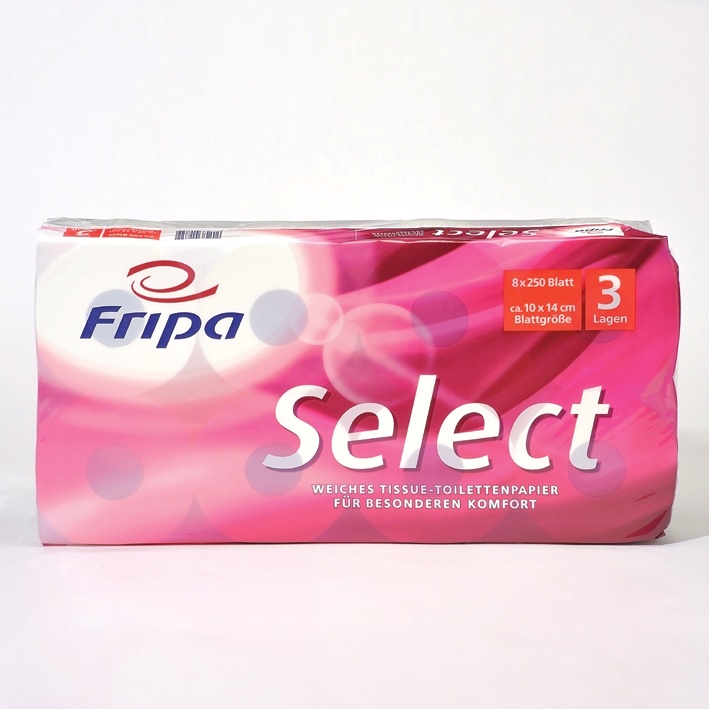 Fripa - Toilettenpapier select, 3-lagig (6 Pack à 8 x 250 Bl.)