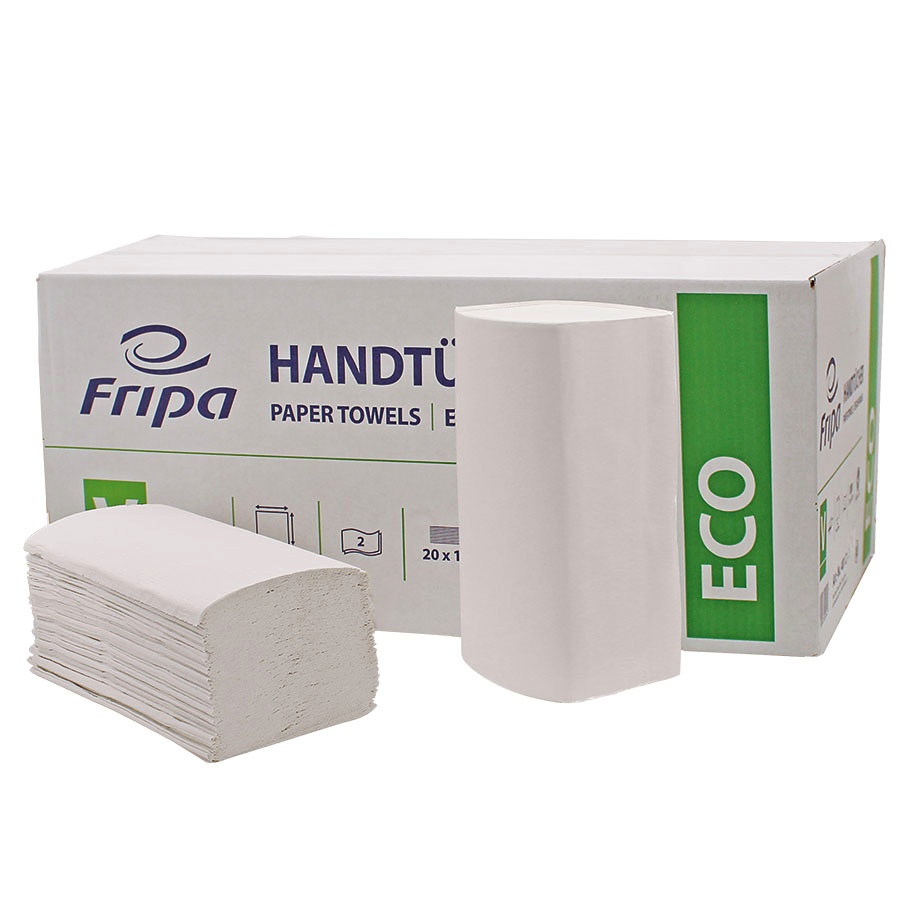 [FRI 4012104] Fripa - Papierhandtücher Eco 2-lagig Weiß 25 x 23 cm (20 x 160 Stck.)