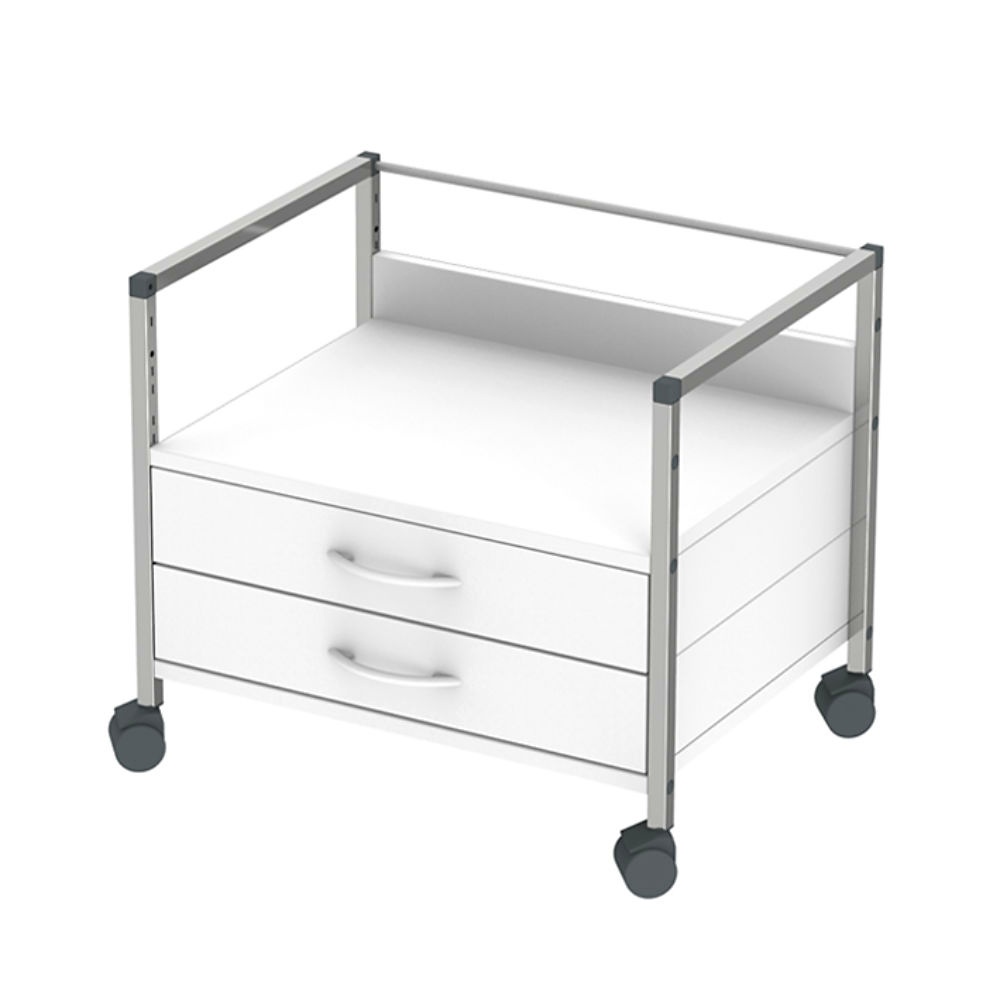 [HAE 08063] Variocar 60 Unterfahrwagen, 518 mm hoch Mit 2 Schubladen, weiß