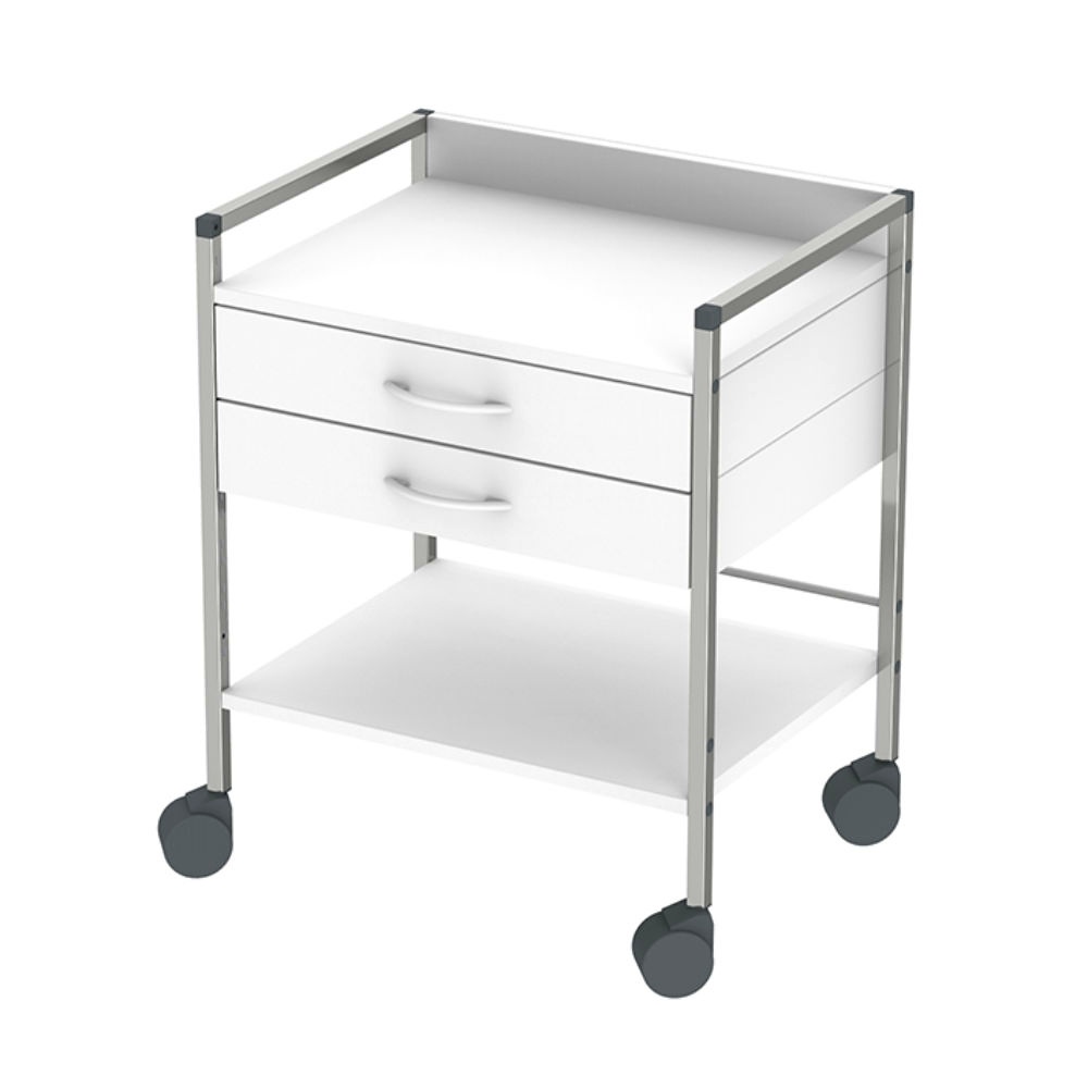 [HAE 08072] Variocar 60 Basiswagen, 733 mm hoch Mit 2 Schubladen, weiß