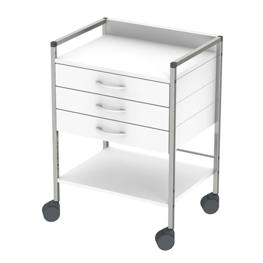 Variocar 60 Basiswagen, 833 mm hoch Mit 3 Schubladen, weiß