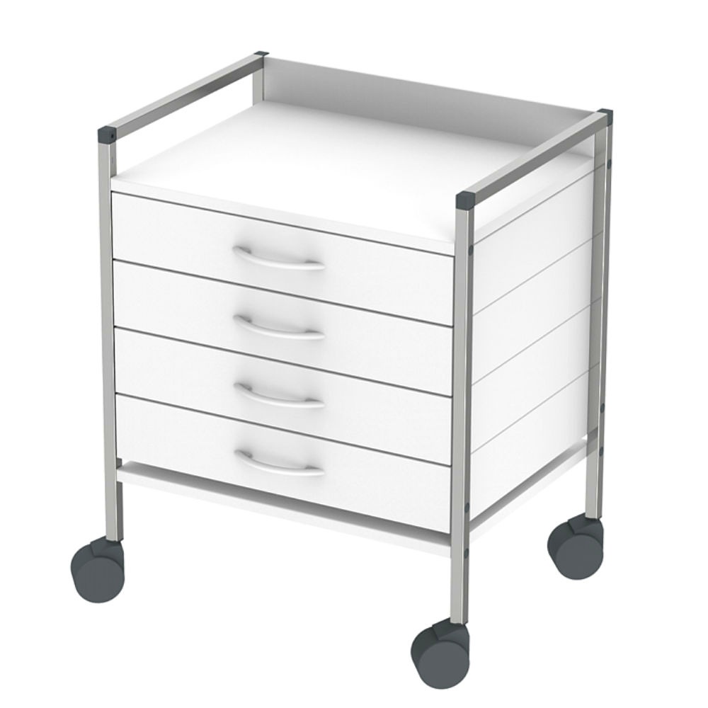 Variocar 60 Basiswagen, 833 mm hoch Mit 4 Schubladen, weiß