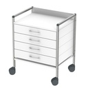 Variocar 60 Basiswagen, 833 mm hoch Mit 4 Schubladen, weiß