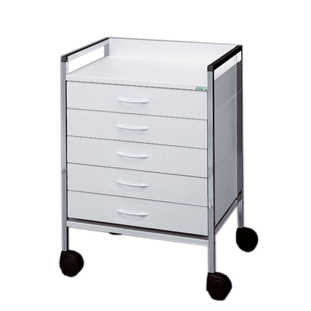 [HAE 08096] Variocar 60 Basiswagen, 833 mm hoch Mit 5 Schubladen, weiß