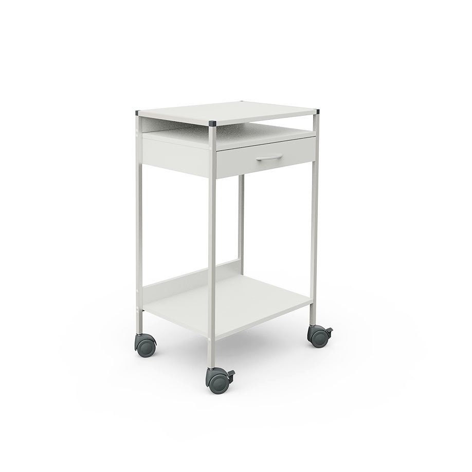Steharbeitsplatz/Laptop-Wagen 08/16 Wagen 60, weiß