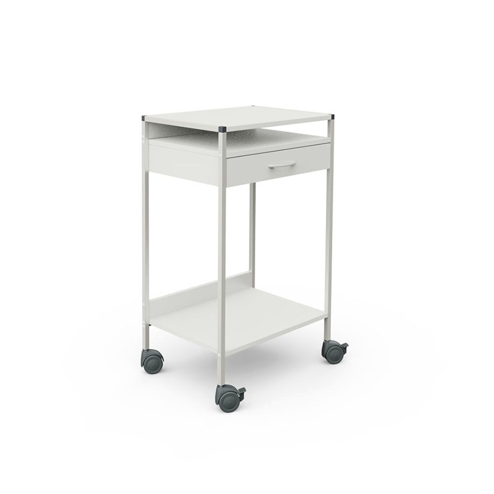 Steharbeitsplatz/Laptop-Wagen 08/16 Wagen 45, weiß