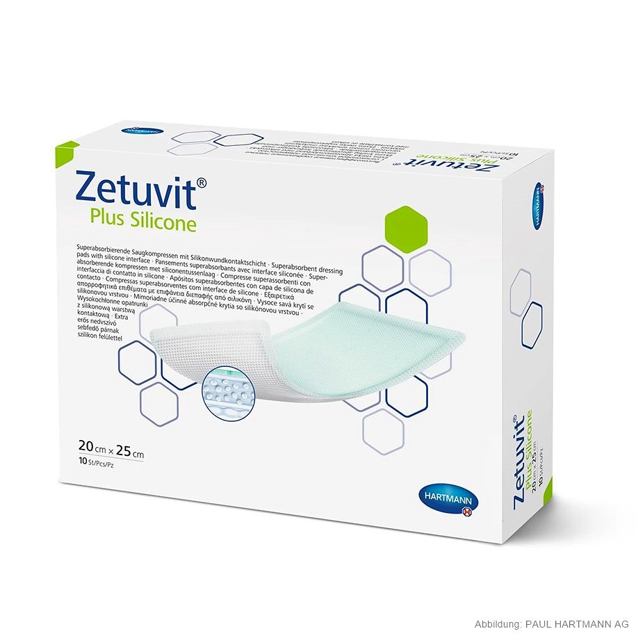 [HAP 413815] Zetuvit Plus Silicone Saugkompressen Steril 20 x 25 cm (10 Stck.)