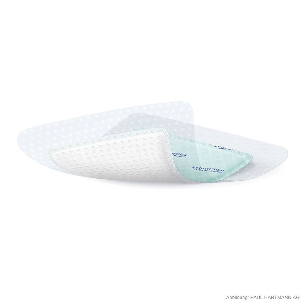 Zetuvit Plus Silicone Border Saugkompressen 12,5 x 12,5 cm (10 Stck.)