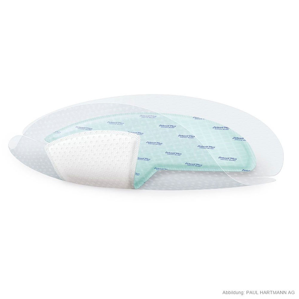 Zetuvit Plus Silicone Border Heel Saugkompressen 12 x 23 cm (10 Stck.)