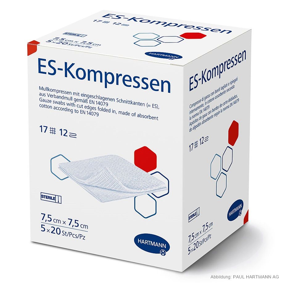 ES-Kompressen steril 12-fach 7,5 x 7,5 cm (5 x 20 Stck.)
