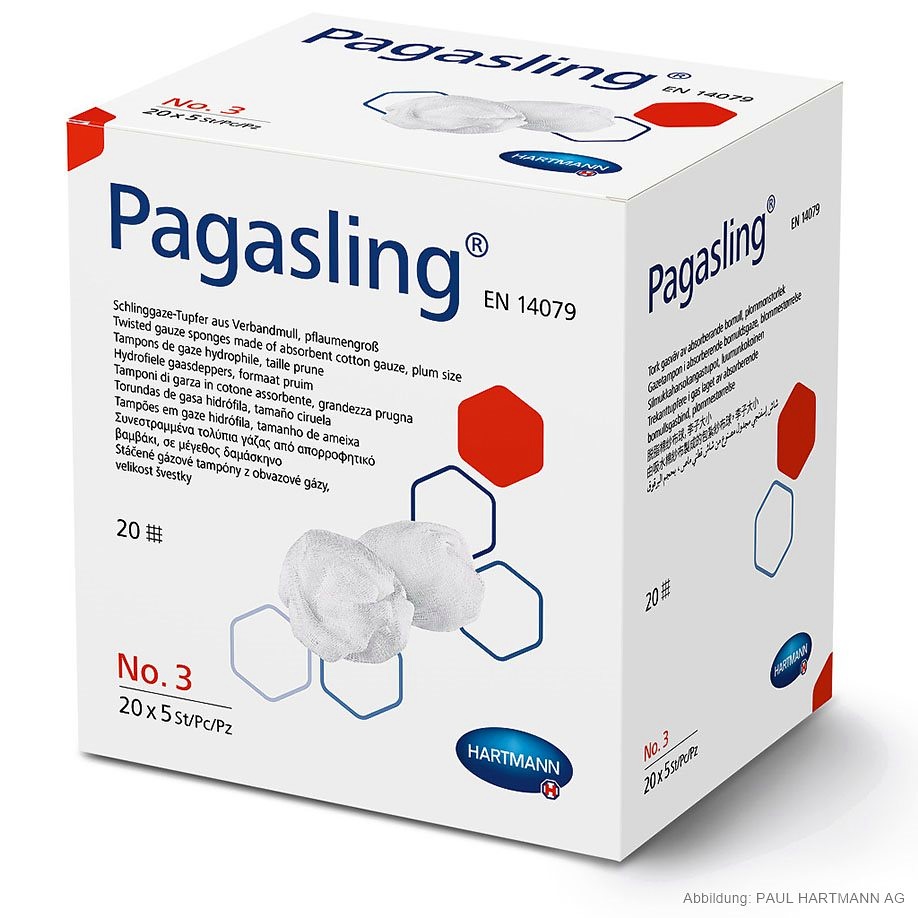 Pagasling Schlinggazetupfer steril Gr. 3, pflaumengroß (5 Stck.)