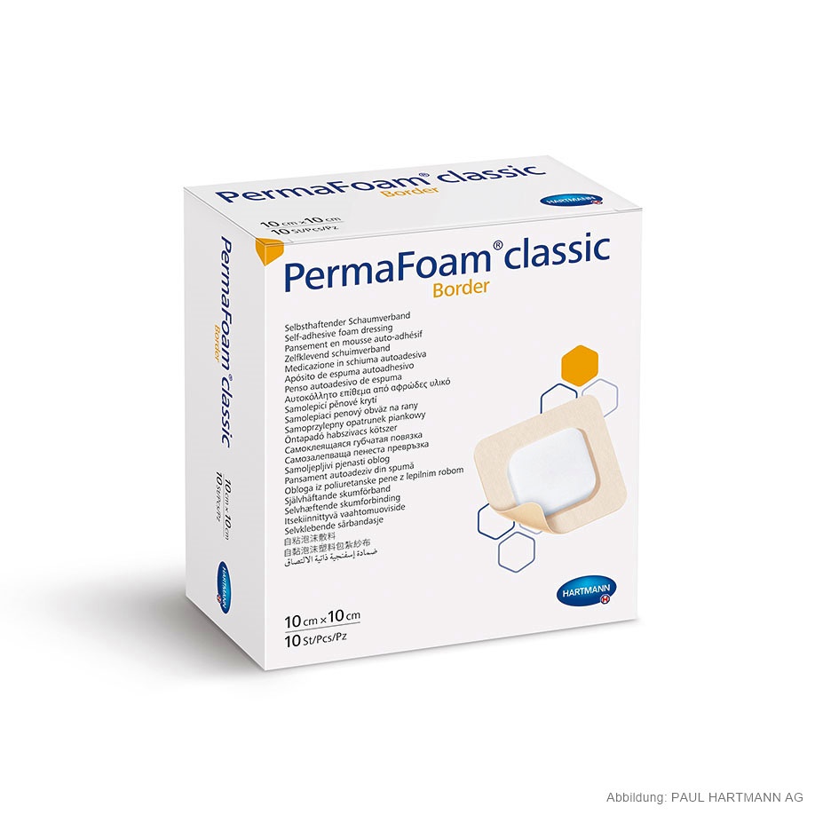 PermaFoam Classic Border Schaumverband steril 10x10 cm (10 Stck.)