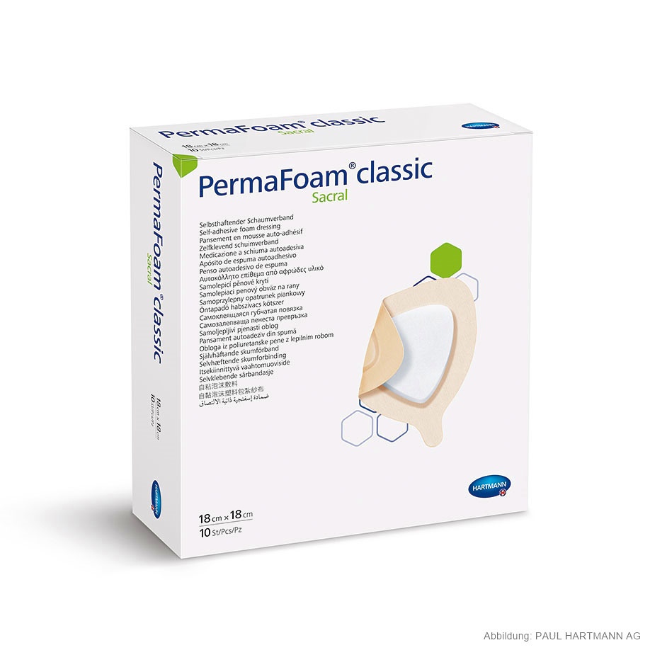 PermaFoam Classic sacral Schaumverband steril 18x18 cm (10 Stck.)