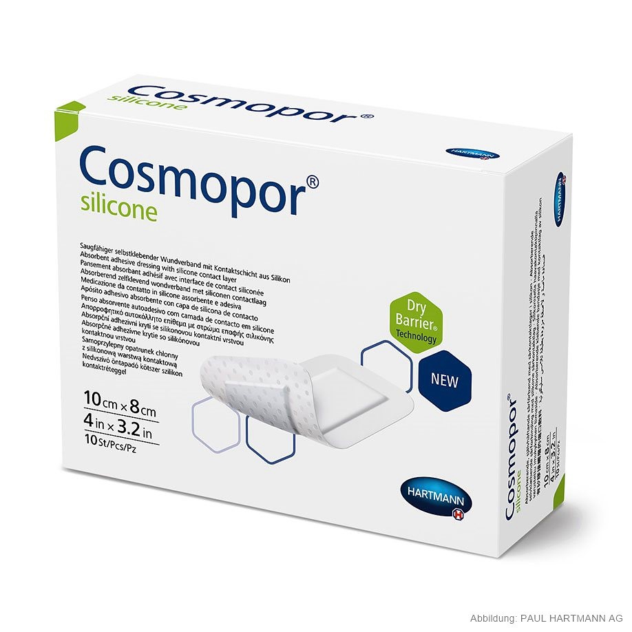 [HAP 901107] Cosmopor silicone Wundverband steril 10 x 8 cm (10 Stck.)