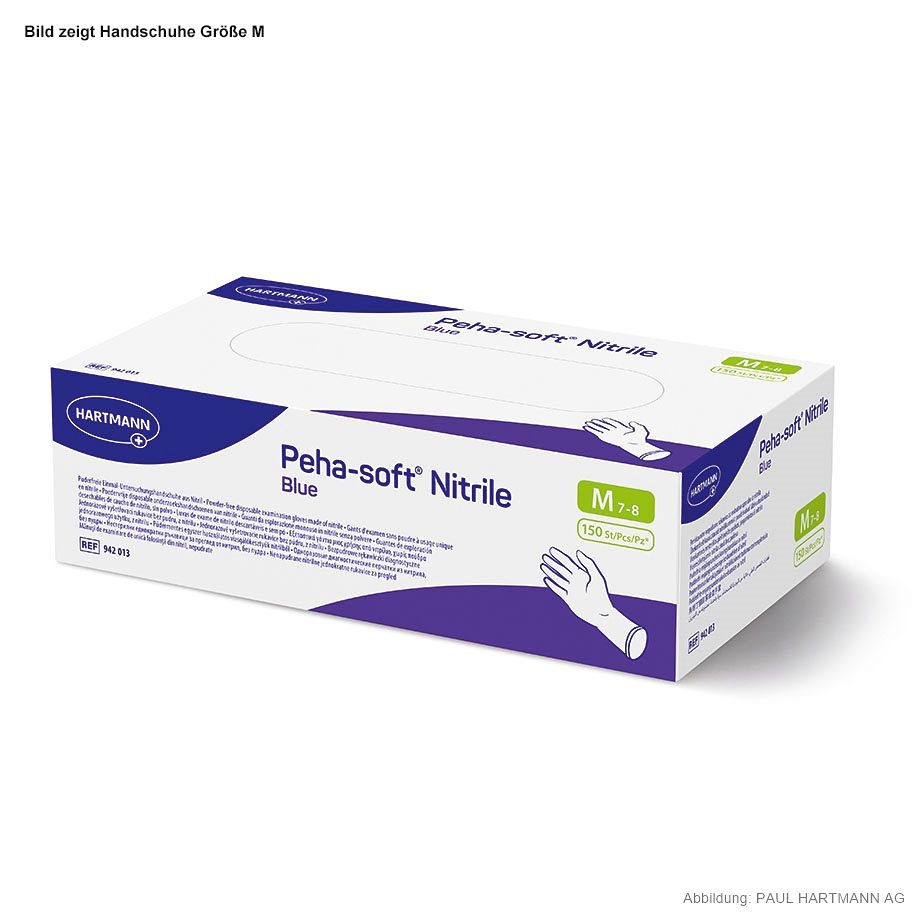 [HAP 942013] Peha-soft nitrile blue powderfree Gr. M U.-Handschuhe, unsteril (150 Stck.)