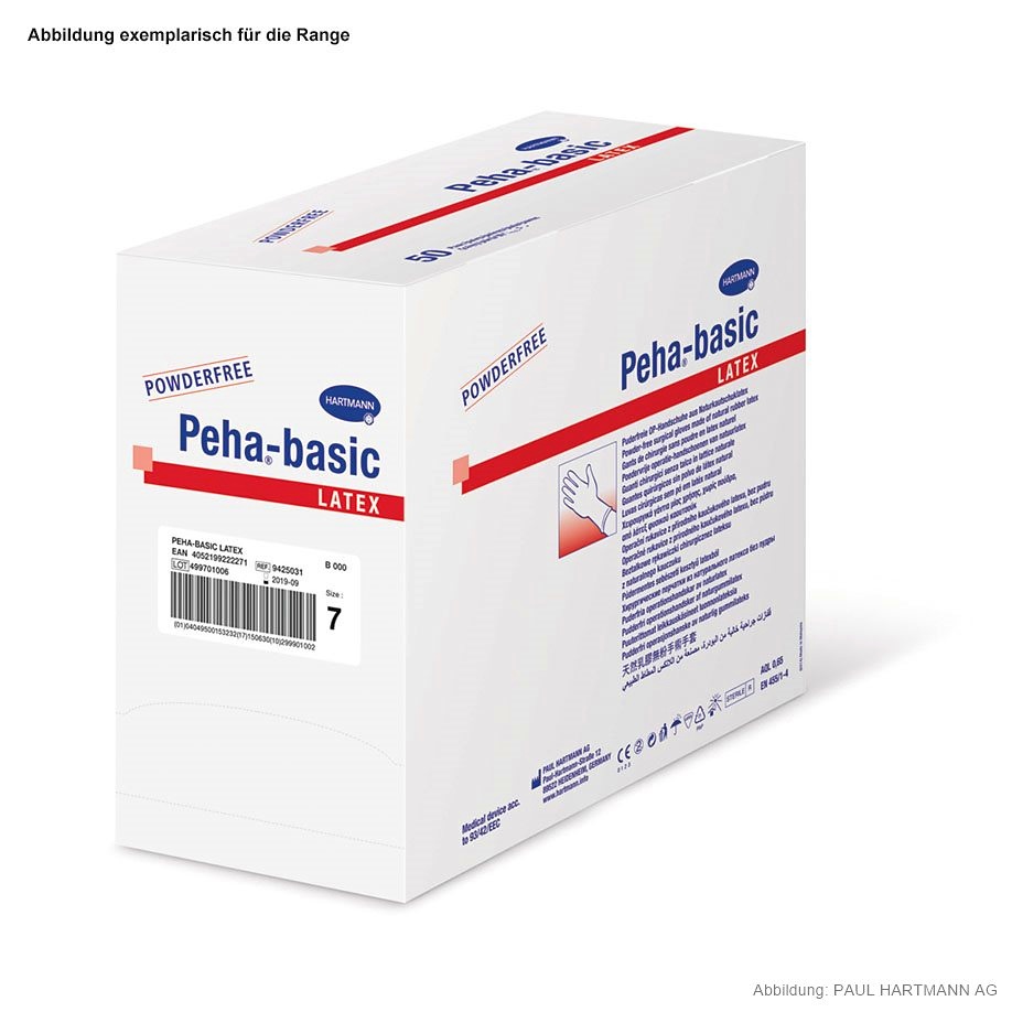 Peha-basic Latex OP-Handschuhe Puderfrei, steril, Gr. 7,5 (50 Paar)