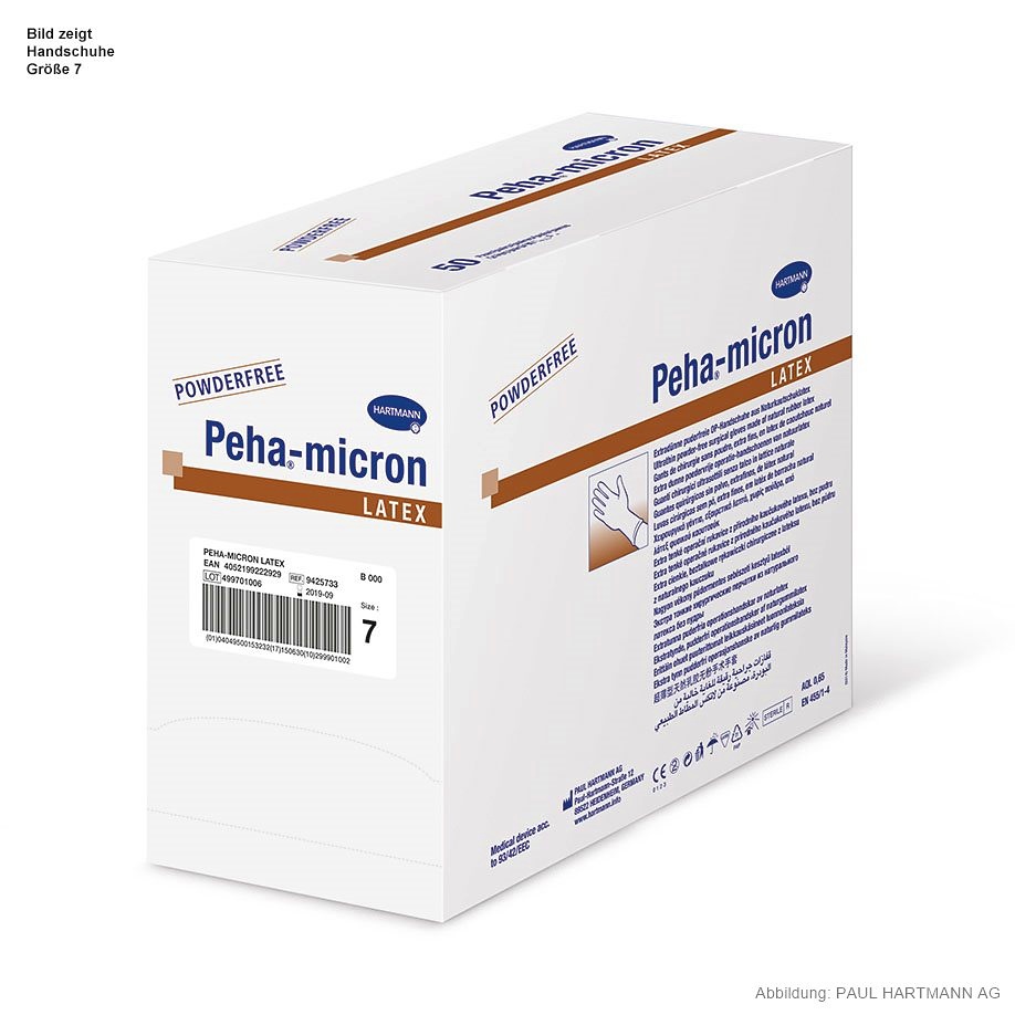 Peha-micron latex OP-Handschuhe Powderfree, steril, Gr. 6,5 (50 Paar)