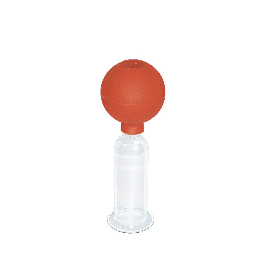 [HCT 42889001] Massage-Schröpfglas mit Olive und Ball 9 x 3 cm Ø, mundgeblasen