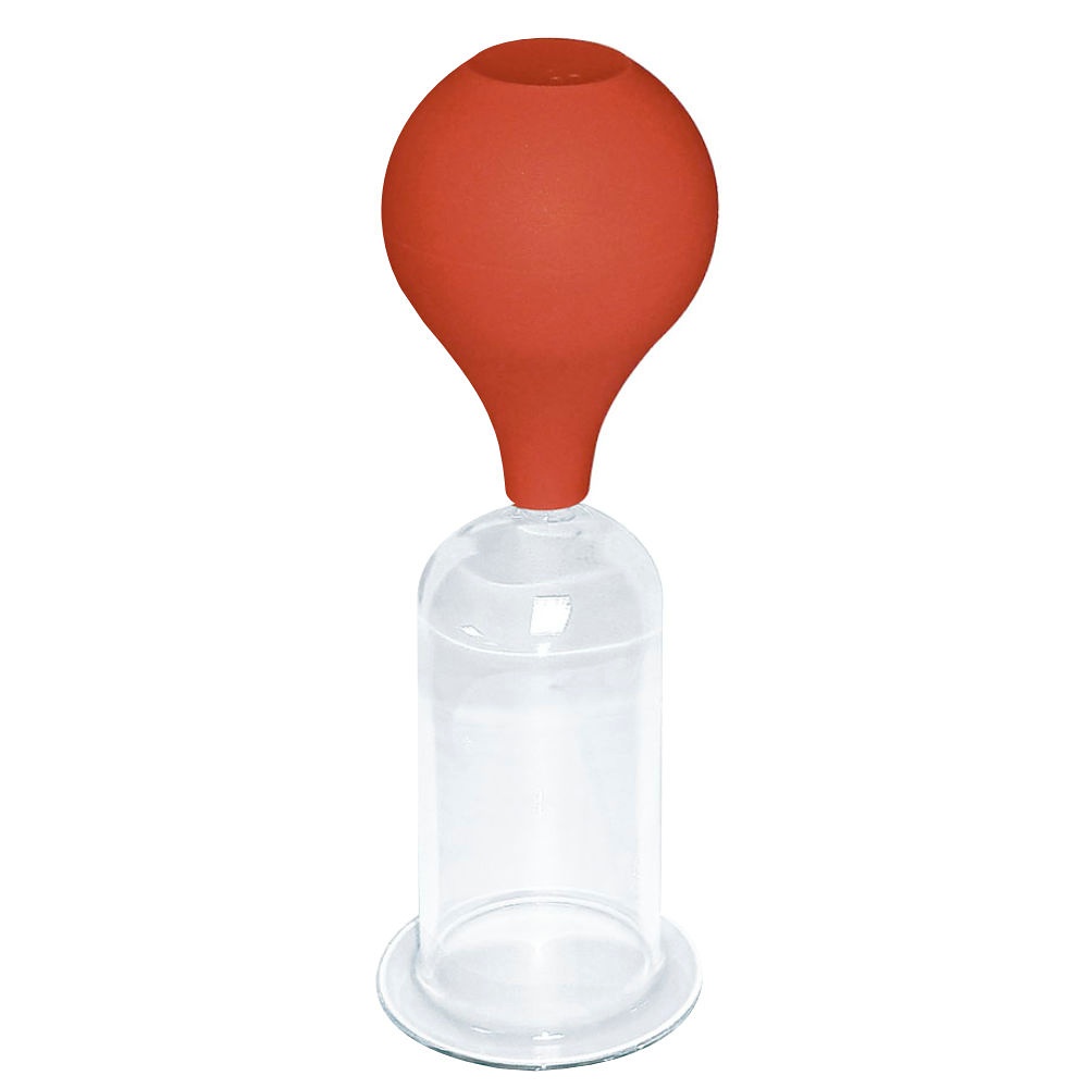 [HCT 42889010] Massage-Schröpfglas mit Olive und Ball 11 x 5 cm Ø, mundgeblasen
