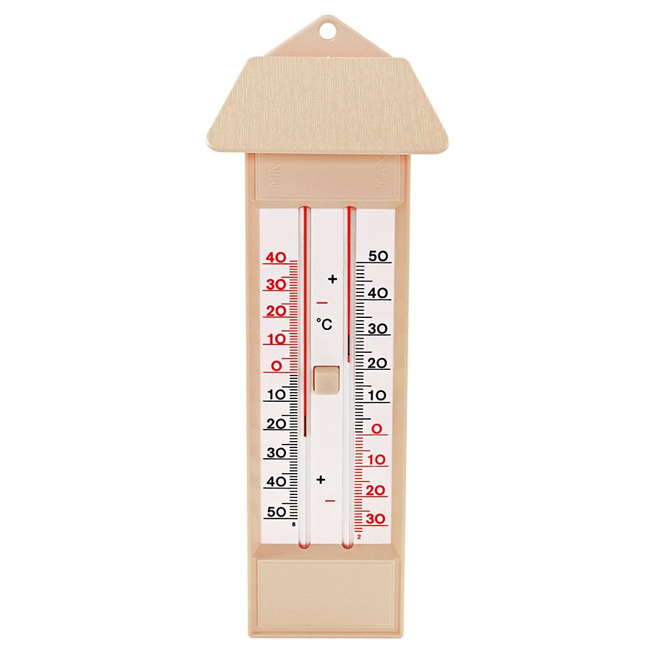 [HCT 43647010] Maxima-Minima-Thermometer Mit Drucktasten-Magnet und Dach