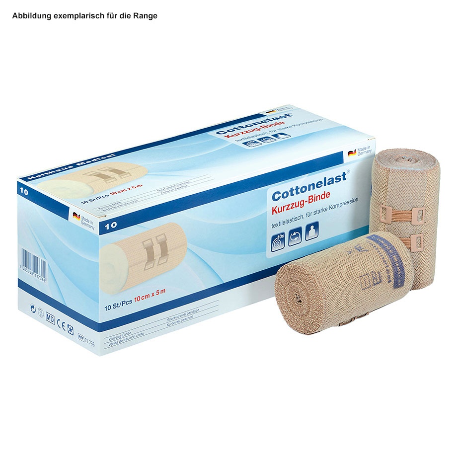 [HOL 11706] Cottonelast Kurzzugbinde 5 m x 6 cm Hautfarben, mit Verbandklammern