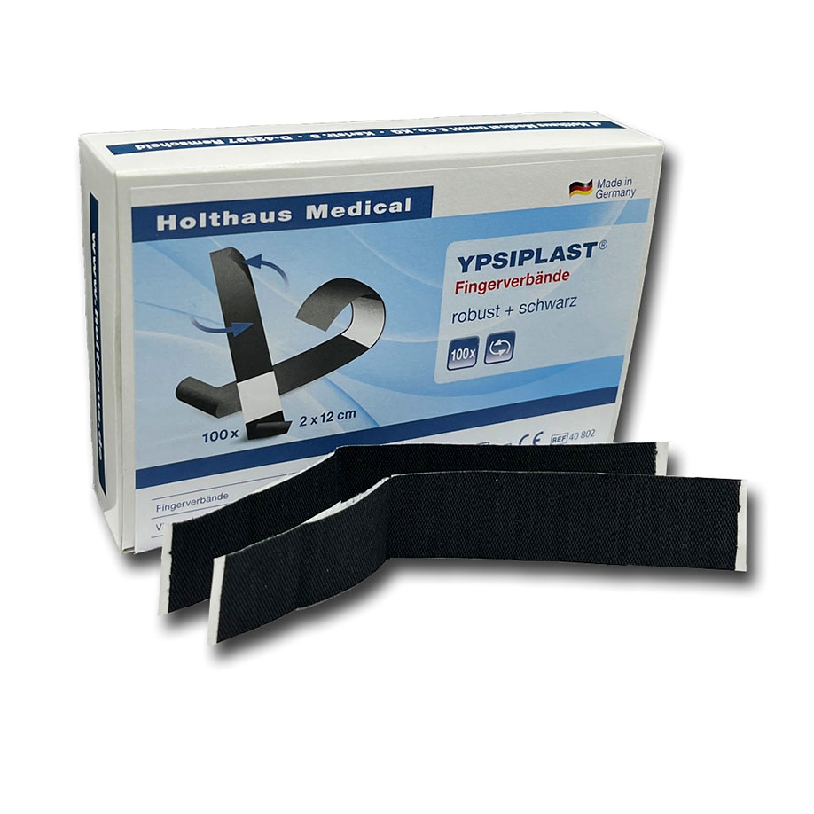 [HOL 40802] YPSIPLAST Fingerverbände 2 x 12 cm Robust, schwarz (100 Stck.)