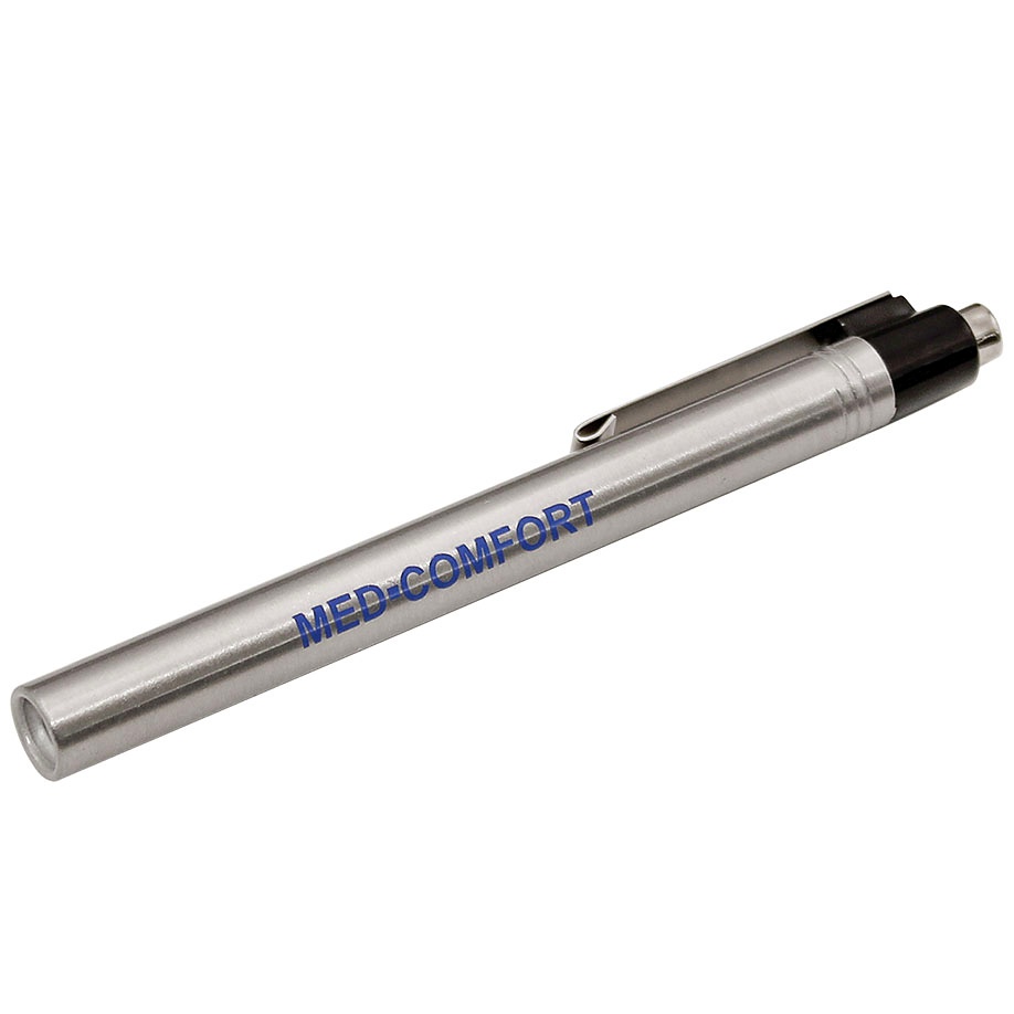 [MEG 642015] Diagnostik-Clipleuchte mit Druckknopf Silber, mit auswechselbaren Batterien