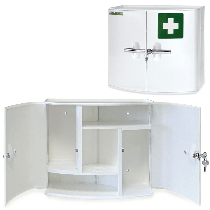 [MEG 841002] Verbandschrank Kunststoff 2-türig 38,5 x 18 x 32,5 cm, weiß, leer
