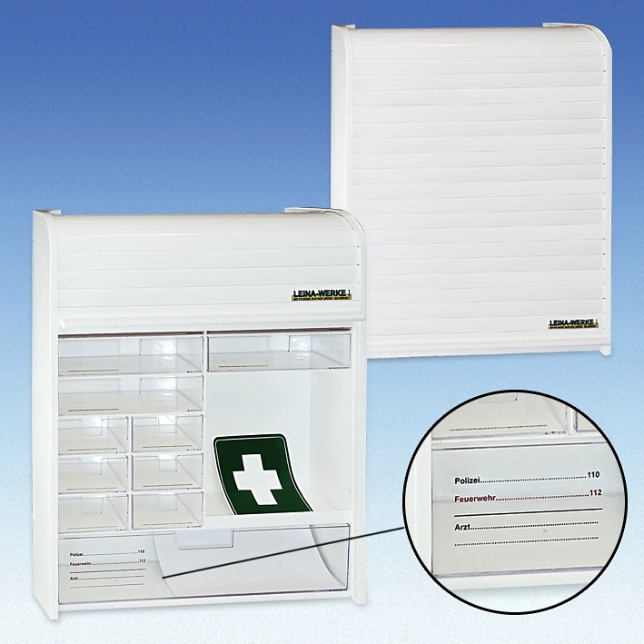 Verbandschrank Kunststoff mit Jalousie 42 x 10 x 48 cm, weiß, leer