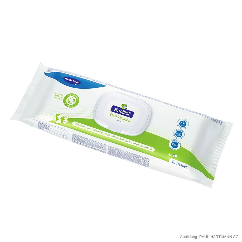 Bacillol Zero Tissues XL Flowpack (80 T.) Flächen-Desinfektionstücher