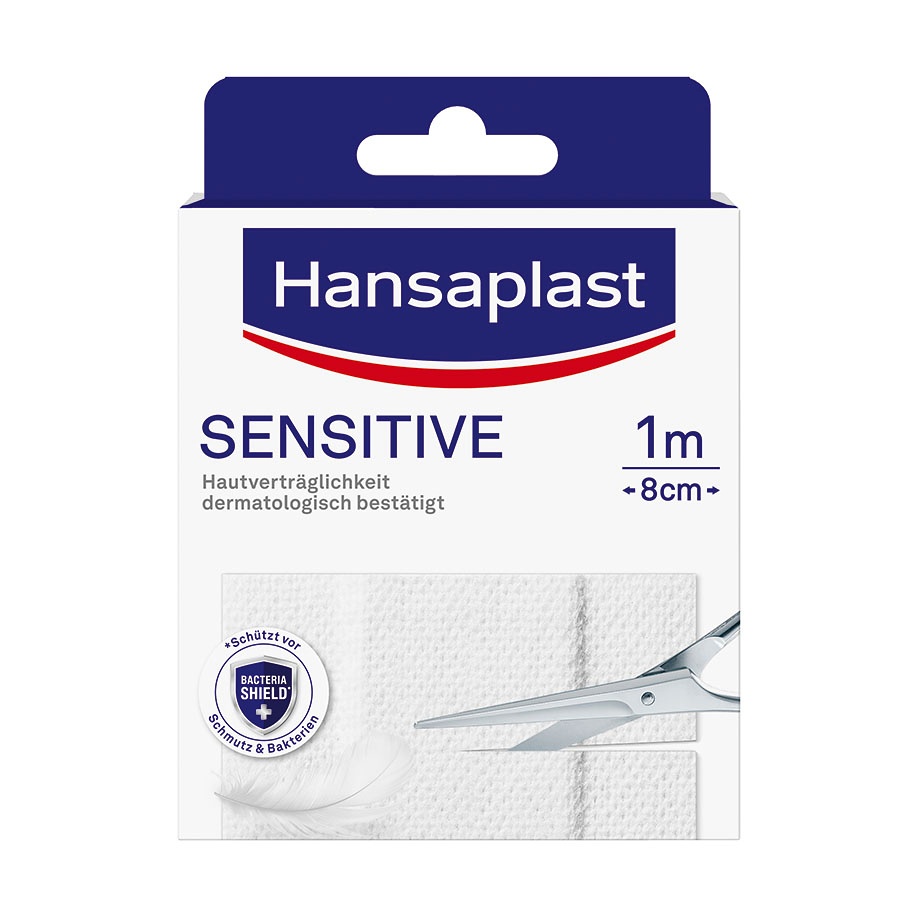 Hansaplast Sensitive Wundschnellverband Weiß, 1 m x 8 cm