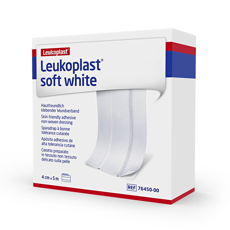 [BSN 7645000] Leukoplast soft white Wundschnellverband 5 m x 4 cm, weiß