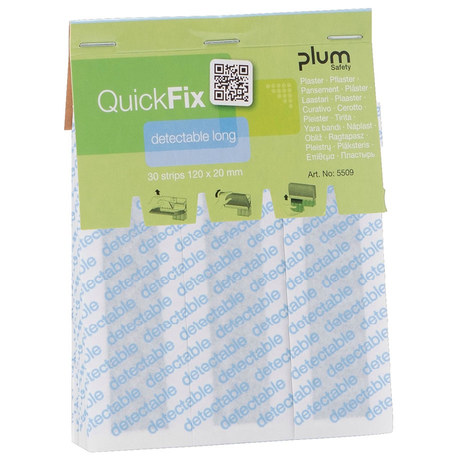 QuickFix Detectable long Refill Pflaster 12 x 2 cm (30 Strips)