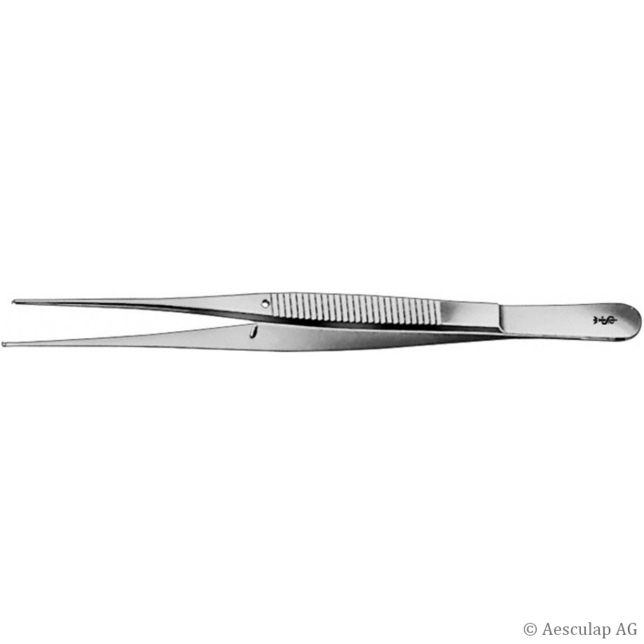 [AES BD665R] Chir. Pinzette Semken, 1 x 2 Zähne 12,5 cm