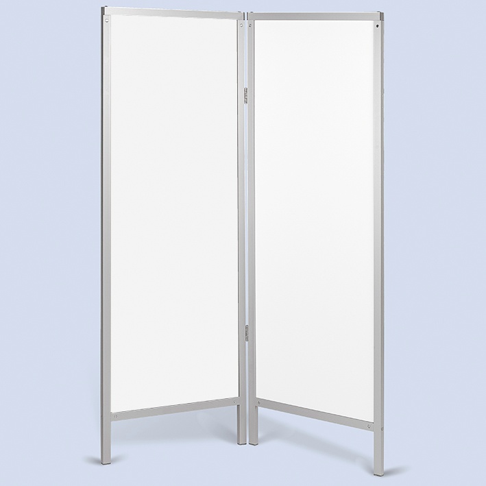 Wandschirm 2-flügelig, Farbe: weiß/weiß