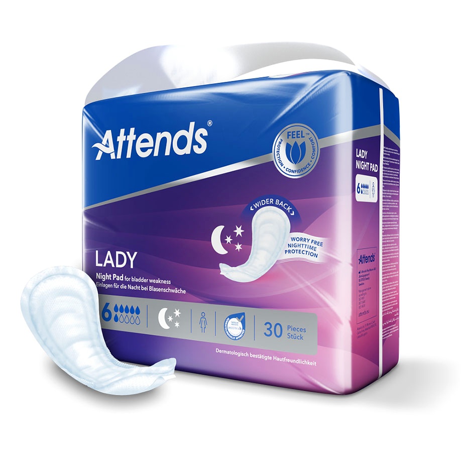[ATT 211922] Attends Lady Night Pad 6 Inkontinenzeinlagen (30 Stck.)