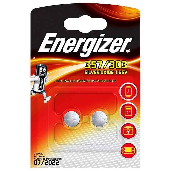 [BAT E301319100] Energizer Spezialbatterien Typ 357/303, 1,55 V Batterien (2er-Pack)