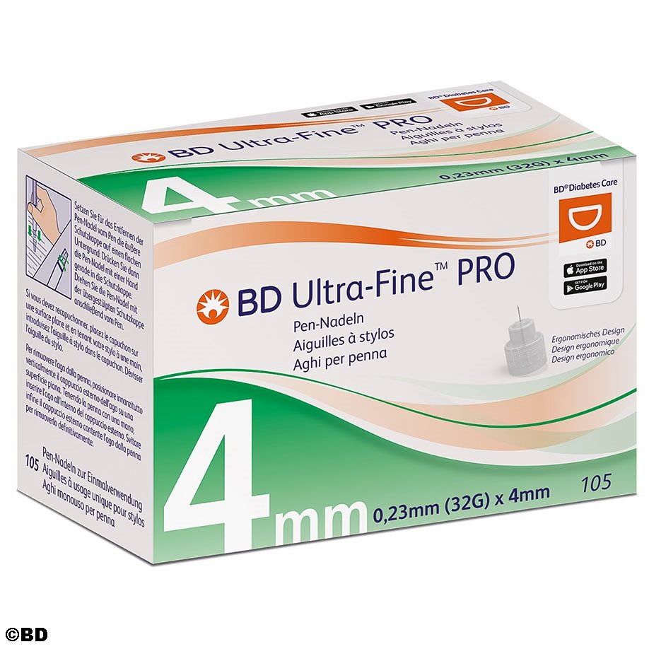[BEC 320561] BD Ultra-Fine PRO Pen-Nadeln 32 G 0,23 x 4 mm (105 Stck.) Nich mehr lieferbar