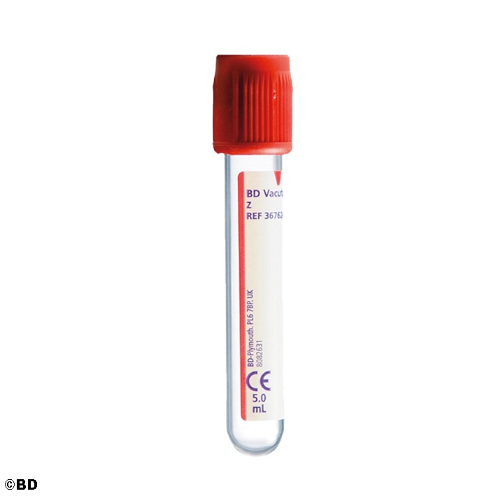 [BEC 367624] BD Vacutainer Serumröhrchen aus Glas 5 ml, Hemogard-Verschluss (1000 Stck.)