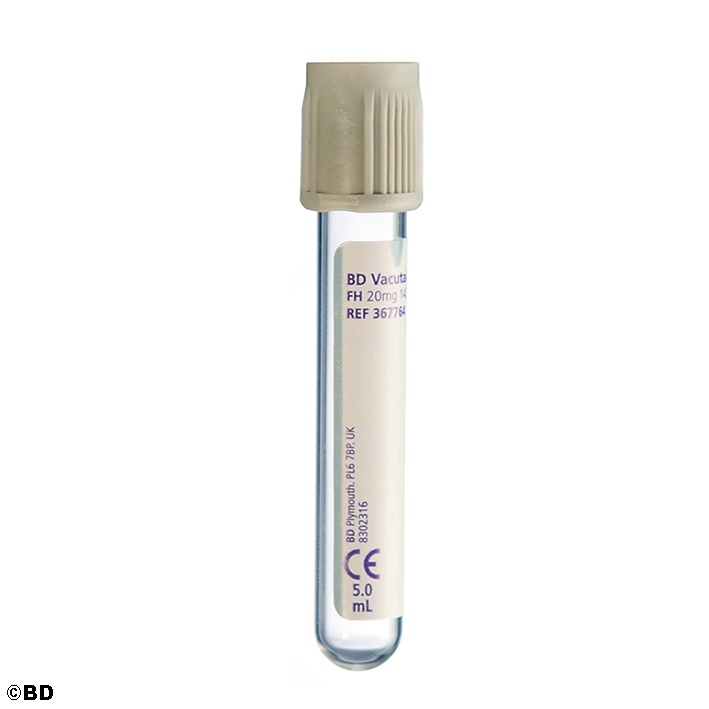BD Vacutainer Glukoseröhrchen aus Glas 5 ml, Na-Fluorid, mit Hemogard-Veschluss
