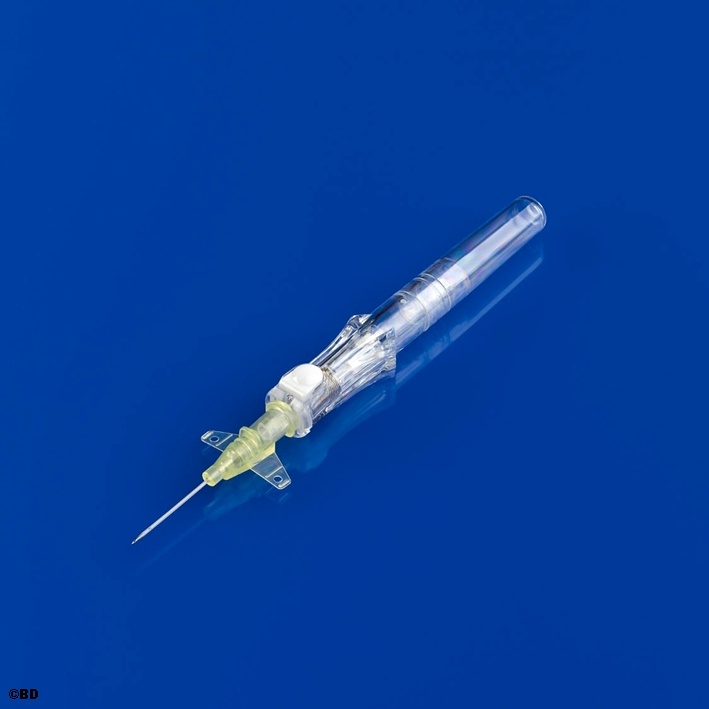 BD Insyte Autoguard Venenverweilkatheter Mit Flügeln, 24 G, 0,7 x 19 mm, gelb