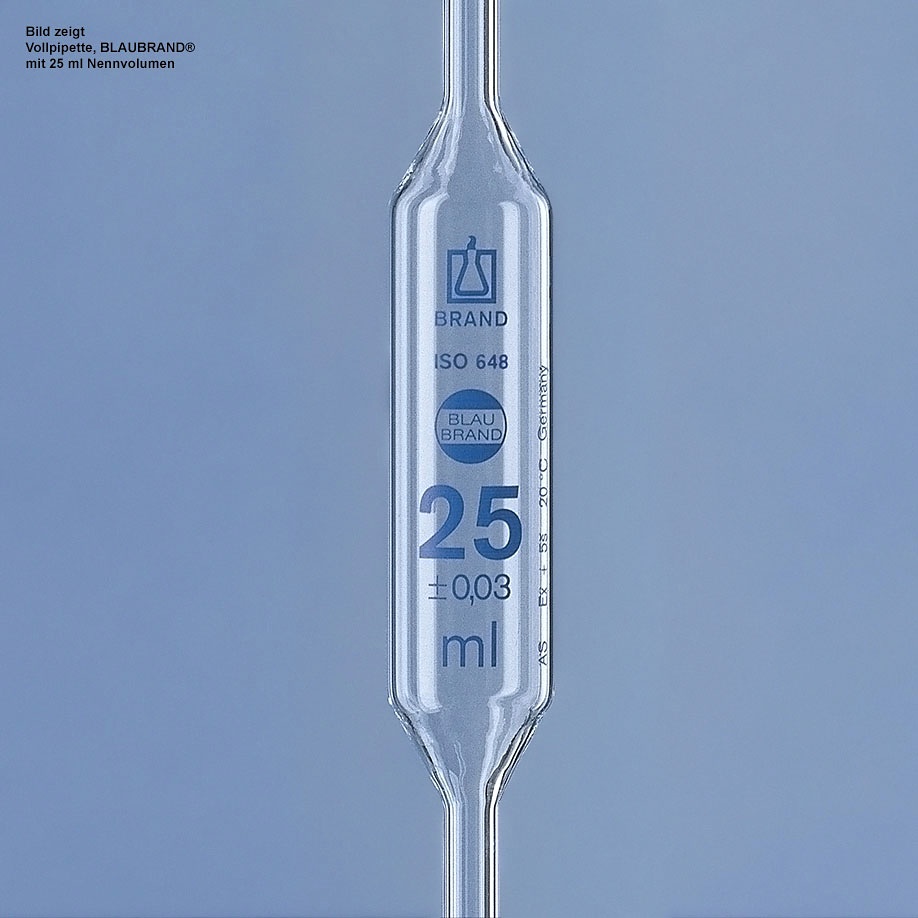 Vollpipette, BLAUBRAND, Klasse AS, 2 ml 1 Marke, AR-Glas, DE-M gekennzeichnet