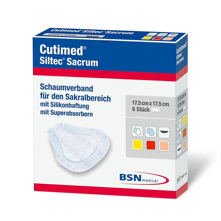 [BSN 7328702] Cutimed Siltec Sacrum Schaumverband 17,5 x 17,5 cm, steril (6 Stck.)