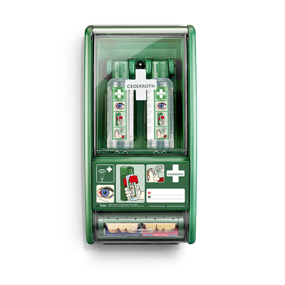 [CED 721500] Cederroth Augenspülstation (Augendusche) Inkl. 2 x 500 ml Augenspüllösung
