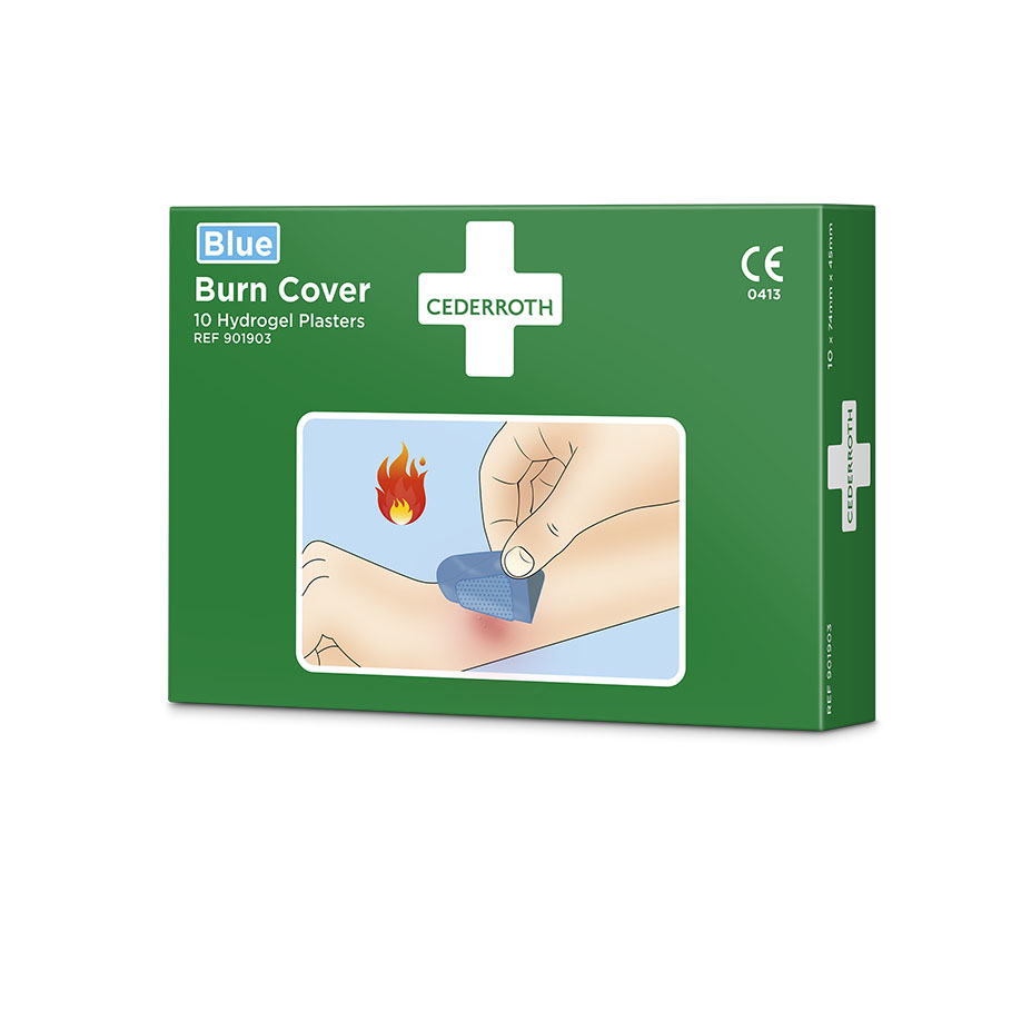 [CED 901903] Cederroth Burn Cover blue, Hydrogel Pflaster, steril, 74 x 45 mm (10 Stck.)