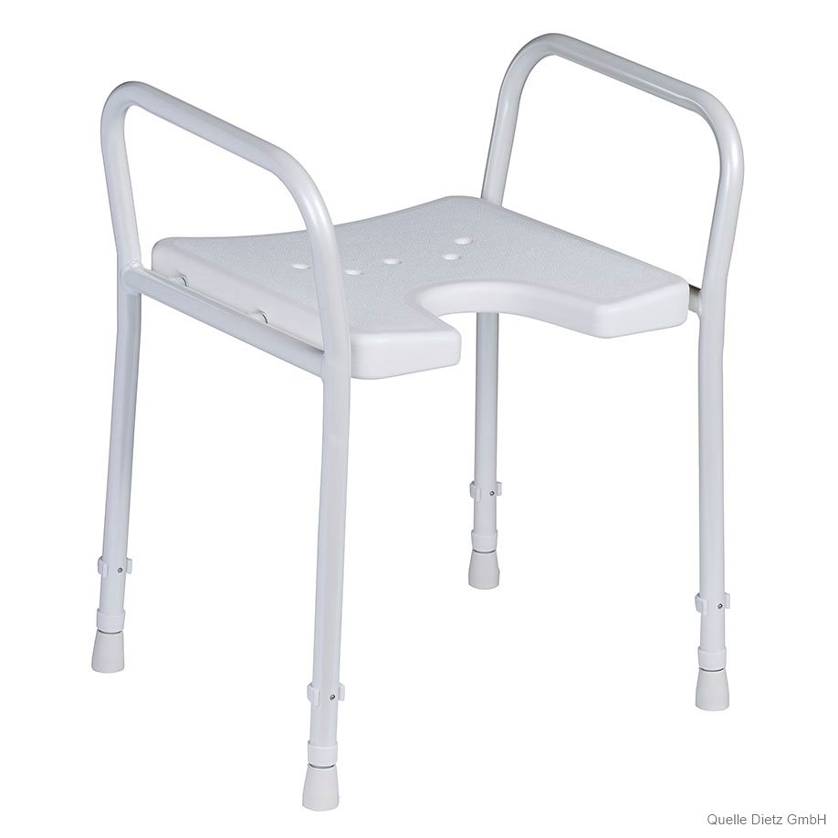 [DIZ 411223] Duschhocker mit Armlehnen starr Weiß, ohne Soft-Pad