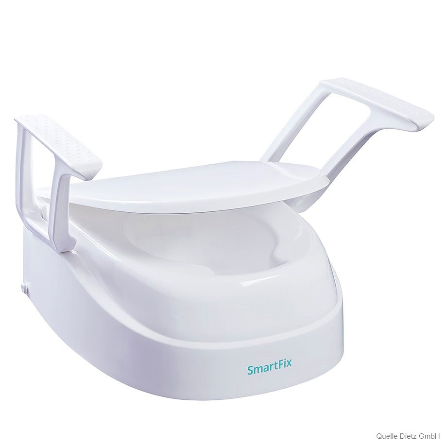 [DIZ 429112] Toilettensitzerhöhung SmartFix weiß Mit Armlehnen und Deckel