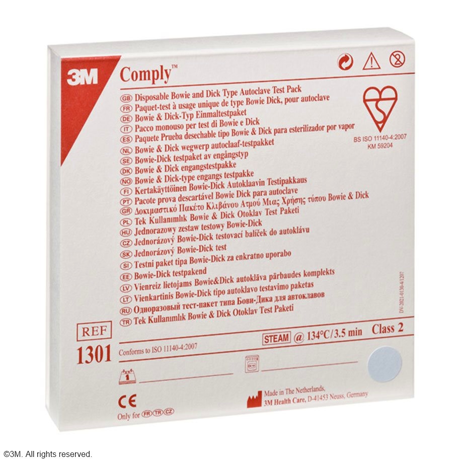 3M Comply Bowie-Dick Einmaltestpakete Nach EN-ISO, 13 x 3 x 13 cm (20 Stck.)